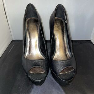 Zigisoho | Matte Black PeepToe Platform Pumps​